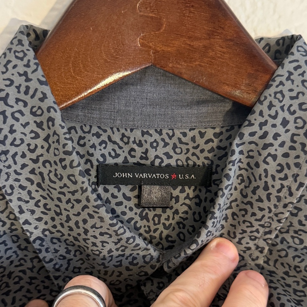 John Varvatos Gray Patterned Button Down Shirt - image 2